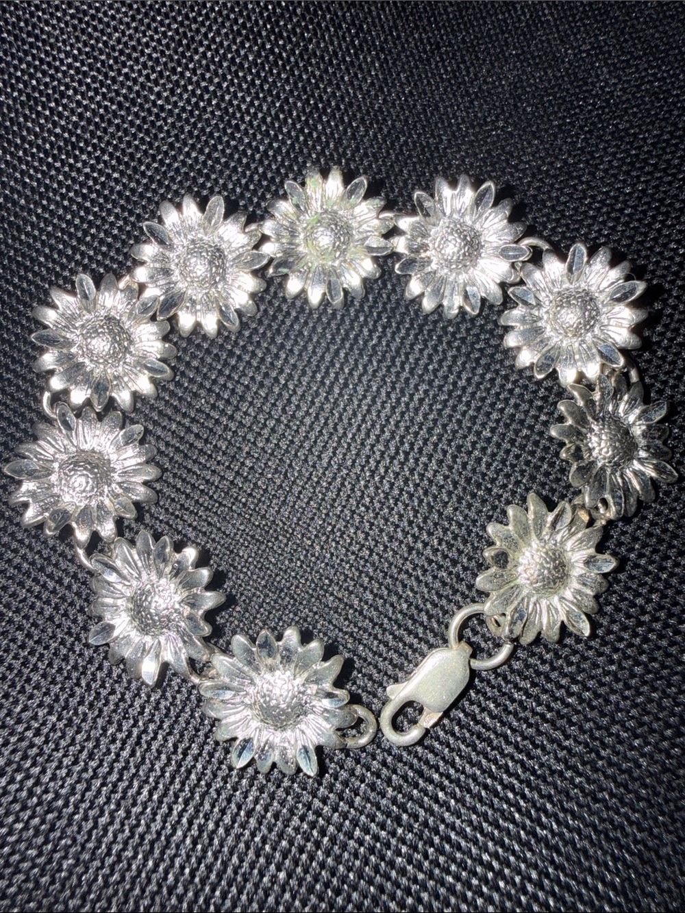 Sterling Silver Floral Sunflower Link Bracelet - Women Jewelry